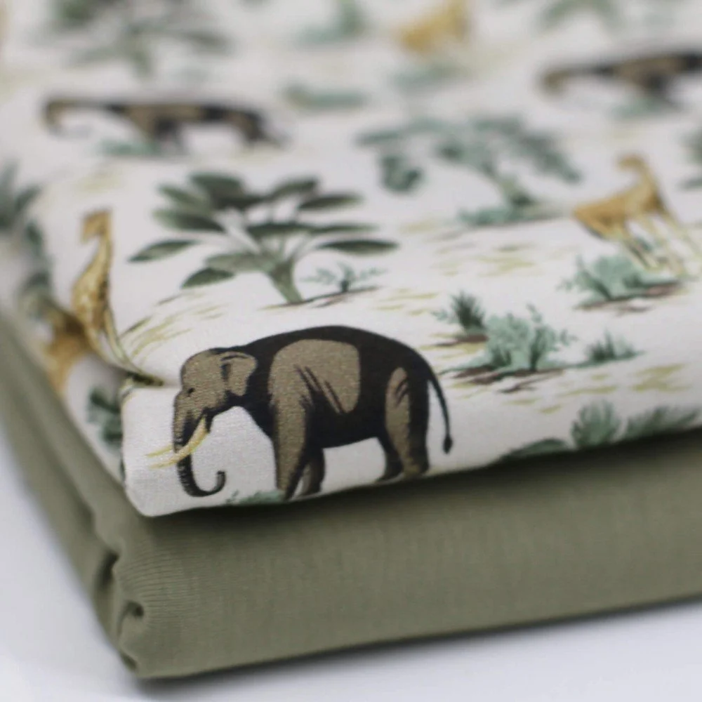 Jersey Katoen Digitale Print - Jungle Beige