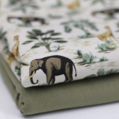 Bomuldjersey Digital Print - Jungle Beige