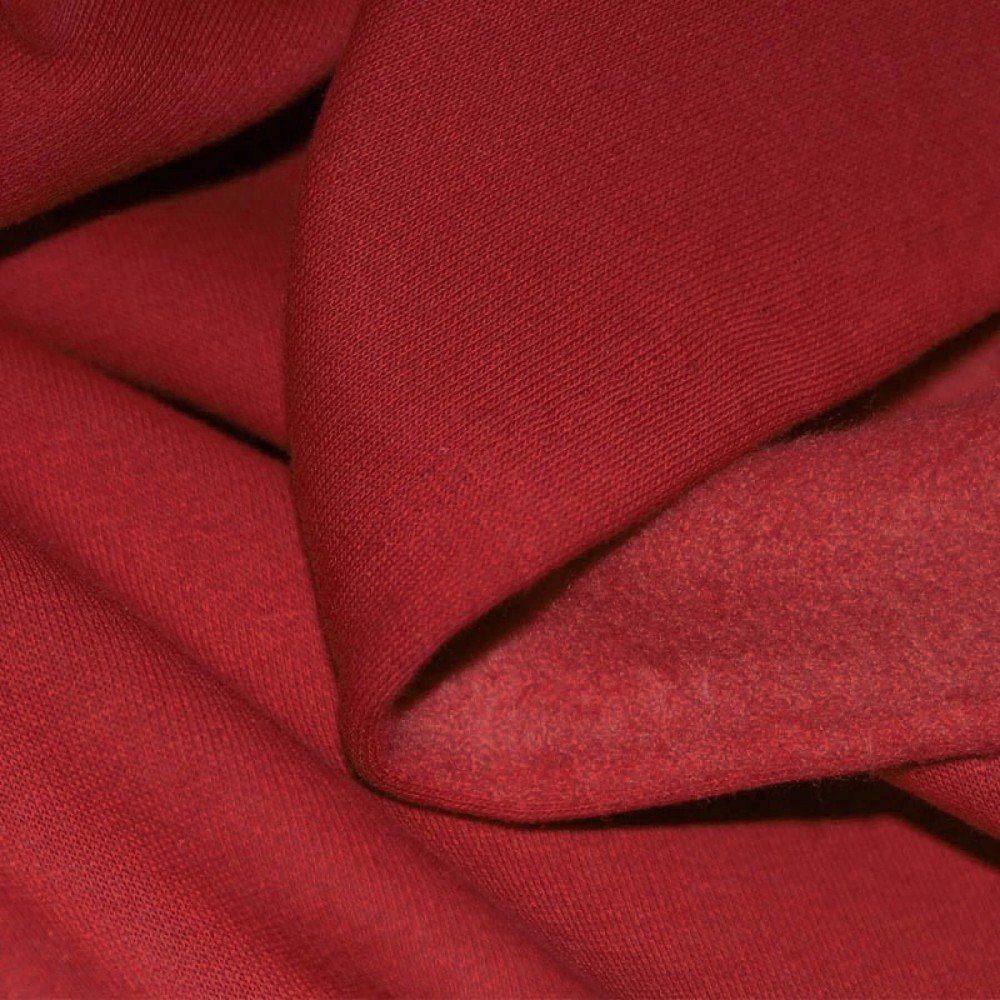 Tessuto Felpa Cotone Rosso Scuro