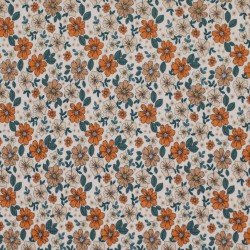 Rib Jersey Stof - Groen Herfst Bloem