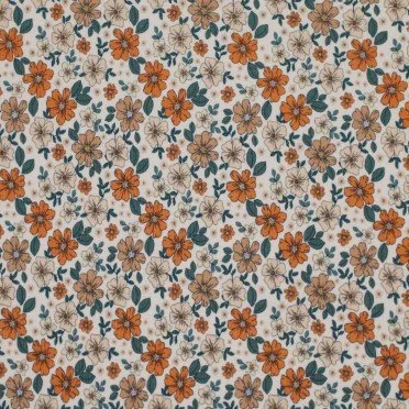 Rib Knit Jersey Fabric - Green Autumn Flower Rib Knit Jersey Fabric - Green Autumn Flower - (Jersey Fabrics)