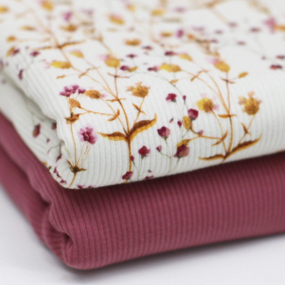 Rib Jersey Strikstof - Valmue Blomst