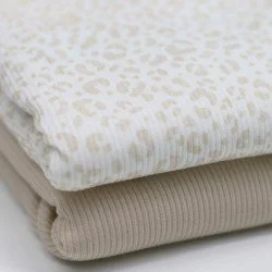 Rippstrick Jersey Stoff - Blush Leopard Beige