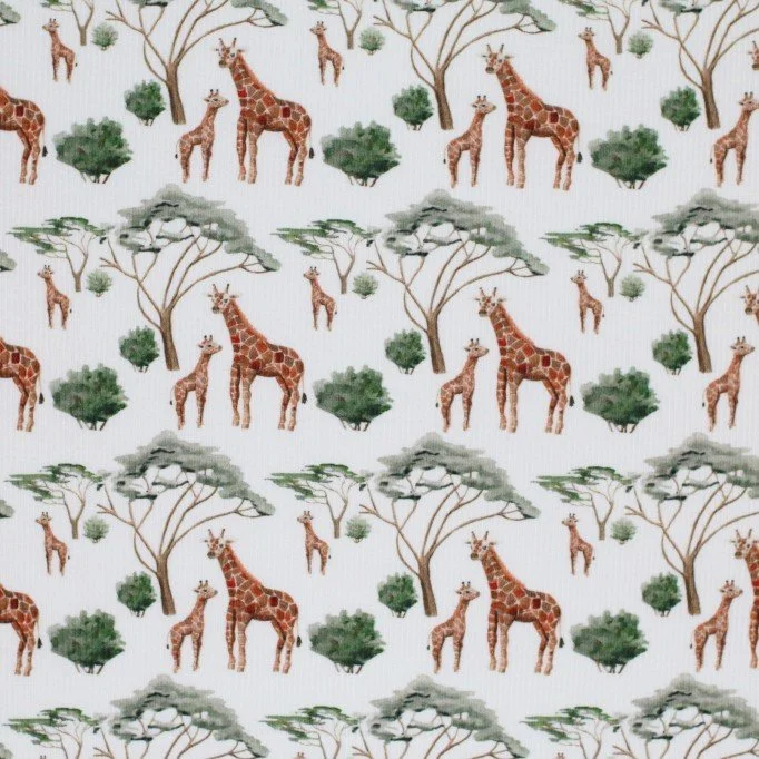 Rib Knit Jersey Fabric - Giraffes Rib Knit Jersey Fabric - Giraffes - (Jersey Fabrics)