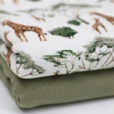 Rippstrick Jersey Stoff - Giraffen