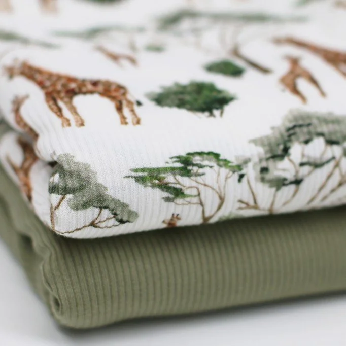 Rib Knit Jersey Fabric - Giraffes Rib Knit Jersey Fabric - Giraffes - (Jersey Fabrics)