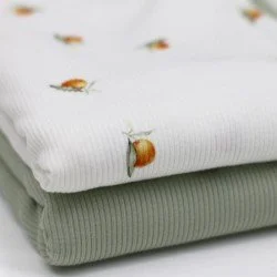 Rib Knit Jersey Fabric - Mandarins Rib Knit Jersey Fabric - Mandarins