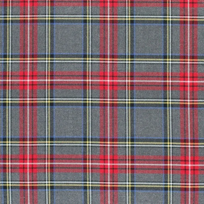 Scottish Tartan Fabric Stretch Grey Stuwart - (Scottish Tartans Fabric)