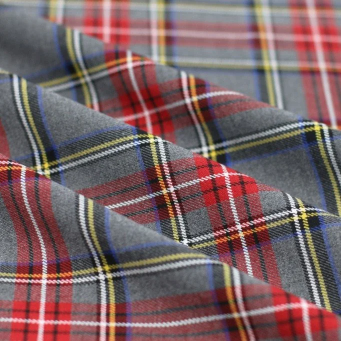 Scottish Tartan Fabric Stretch Grey Stuwart - (Scottish Tartans Fabric)