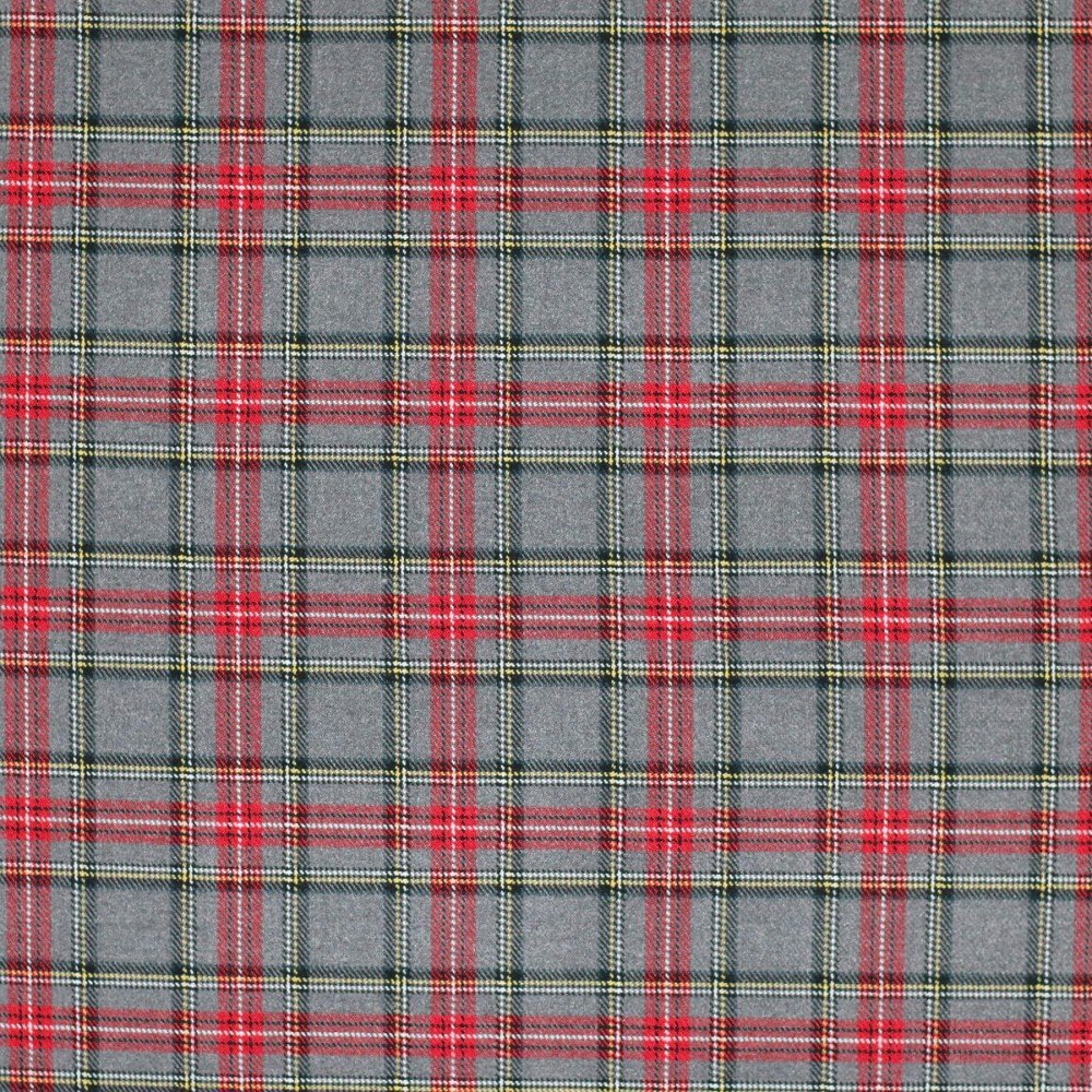 Scottish Tartan Fabric Stretch Small Grey Melange Scottish Tartan Fabric Stretch Small Grey Melange