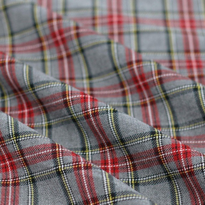 Schotse Ruit Stof Stretch Klein Grijs Melange - (Schotse Ruiten Stoffen)