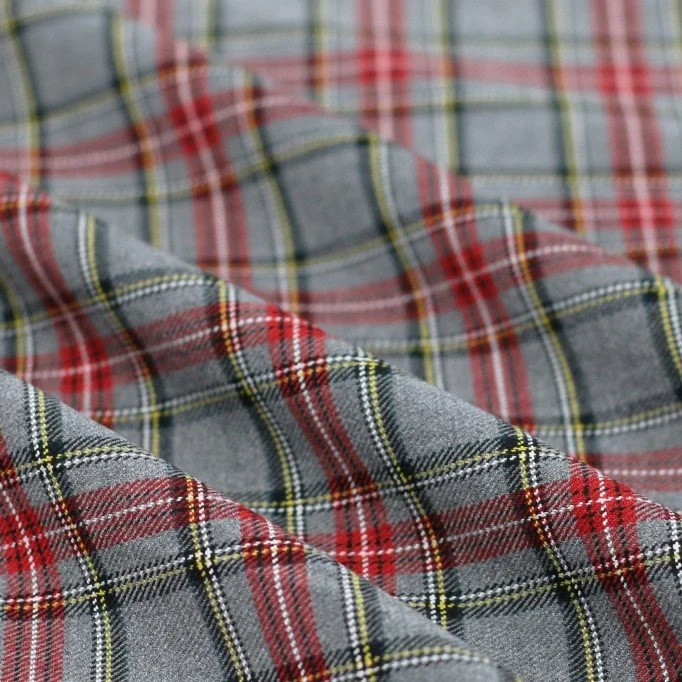Schotse Ruit Stof Stretch Klein Grijs Melange - (Schotse Ruiten Stoffen)