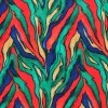 Digital Print Bamboo Jersey - Abstract Tiger Print Green Orange Cobalt