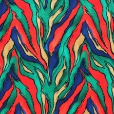 Bambusjersey Digital Mønstre - Abstrakt Tiger Print Grøn Orange Cobalt