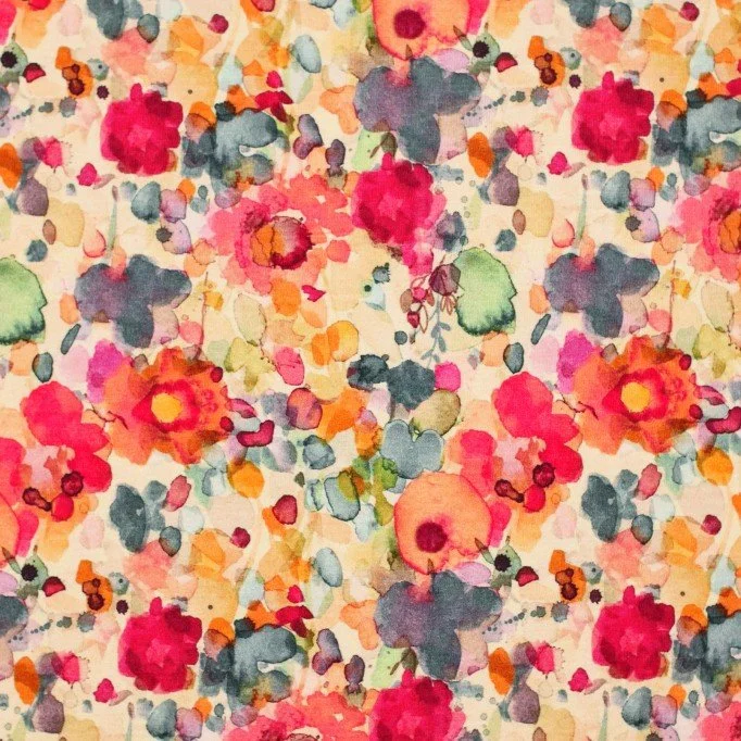 Bambusjersey Digital Mønstre - Akvarel Blomstermark Bambusjersey Digital Mønstre - Akvarel Blomstermark - (Jerseystoffer Print)