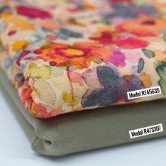 Bambus Jerseystoff Digital Muster - Aquarell Blumenfeld