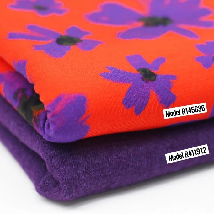 Bambus Jerseystoff Digital Muster - Aquarell Mohn Orange Lila Bambus Jerseystoff Digital Muster - Aquarell Mohn Orange Lila - (Jerseystoff Gemustert)
