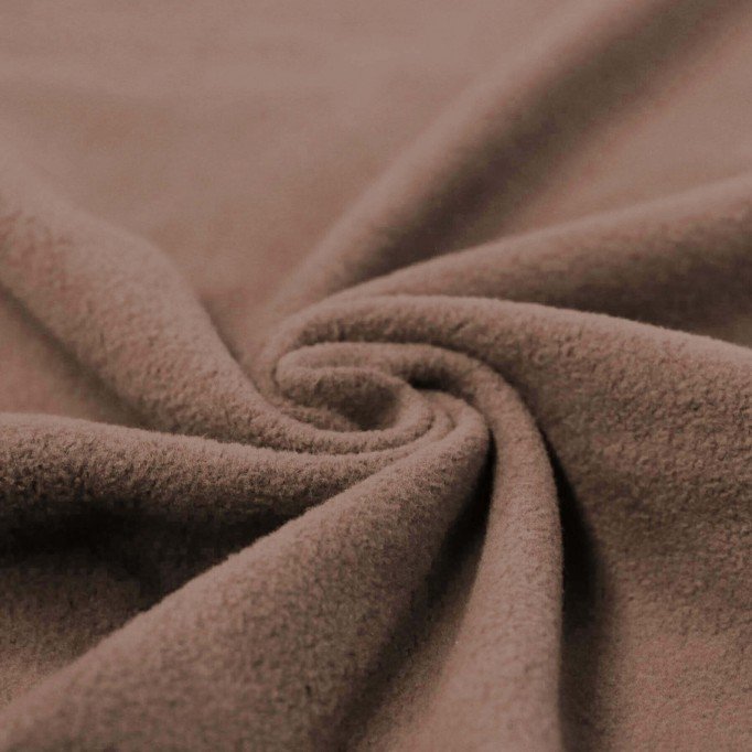 Fleece Katoen Stof (Sherpa) Dusty Bruin - (Katoenen Fleece Stoffen (Sherpa))