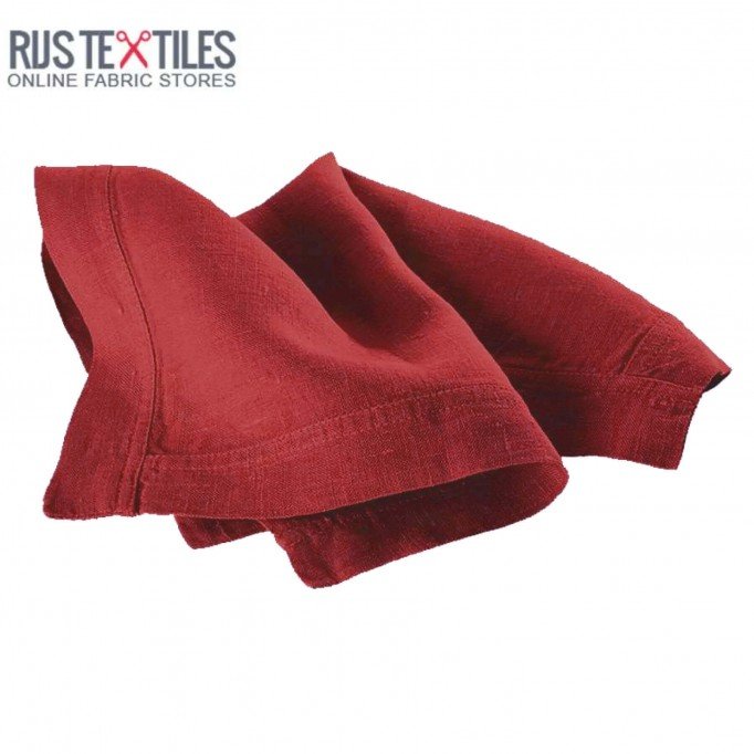 Tissu Lin Rouge Foncé - (Tissu Lin lavé )