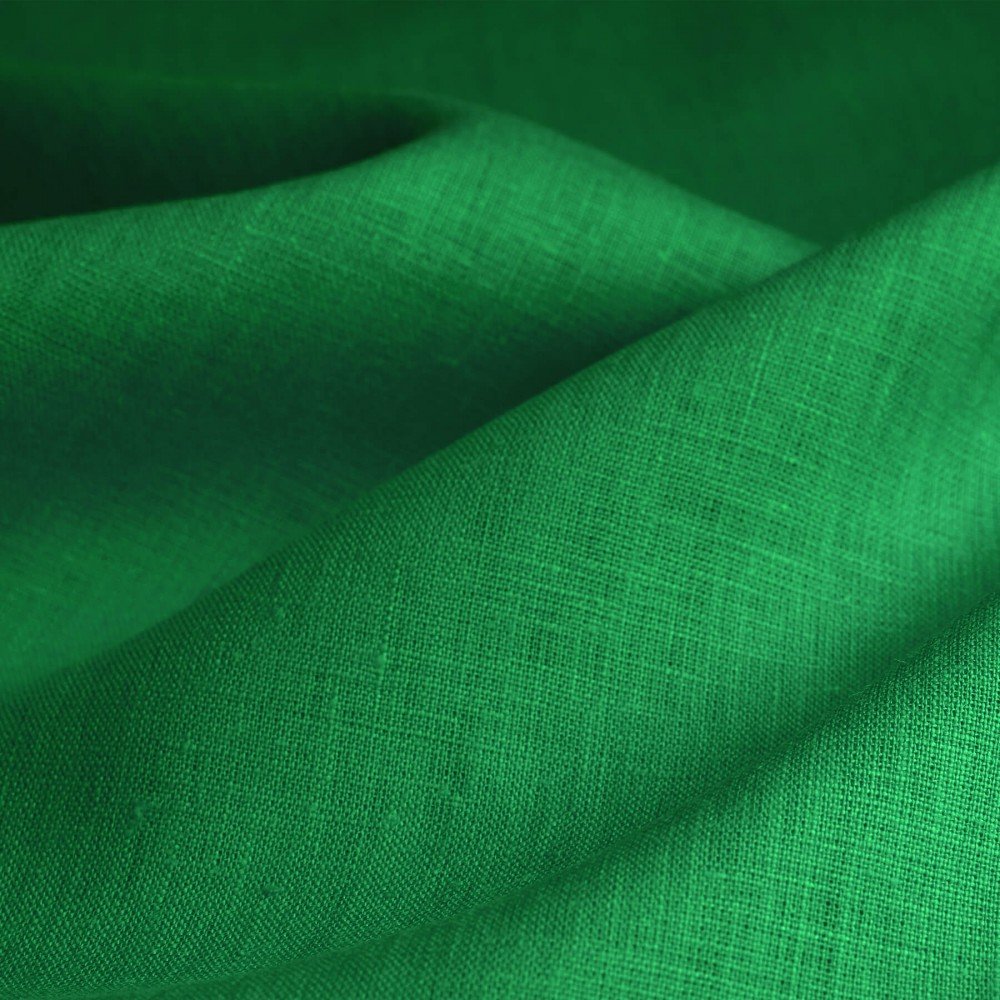 Linen Fabric (Enzymwashed) Grass Green