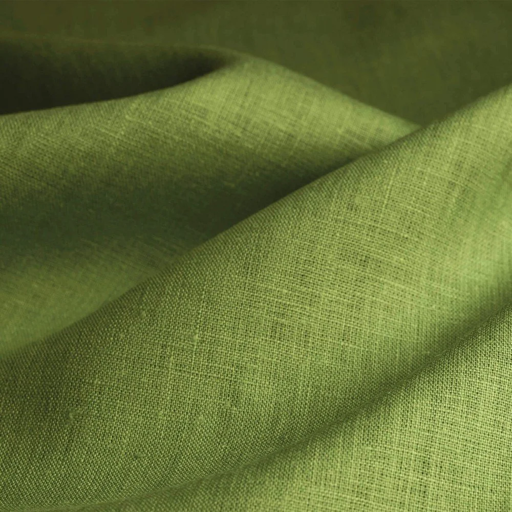 Linen Fabric (Enzymwashed) Moss Green