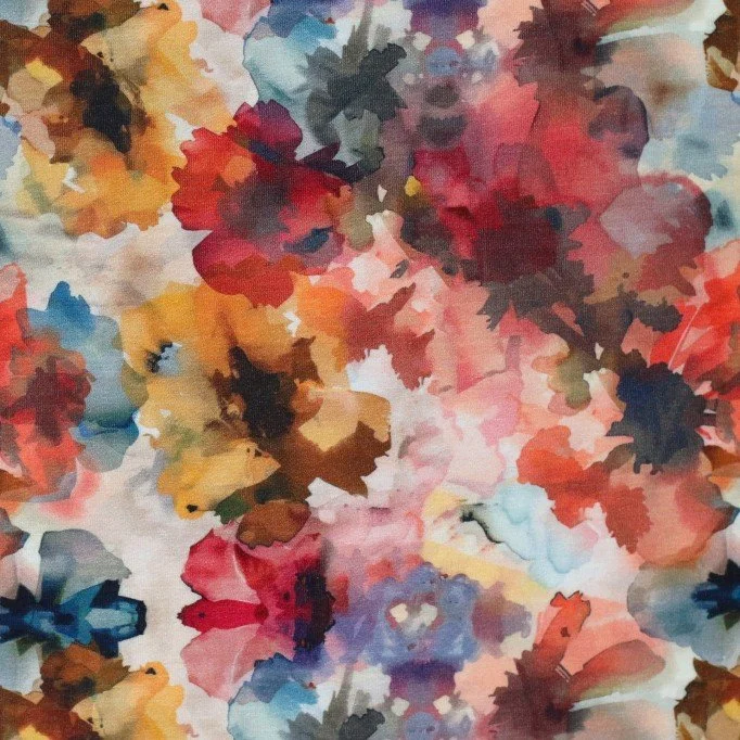 Bambusjersey Digital Mønstre - Aquarel Blomster Bambusjersey Digital Mønstre - Aquarel Blomster - (Jerseystoffer Print)