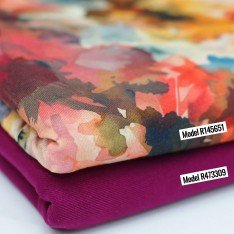 Bambus Jerseystoff Digital Muster - Aquarellblumen