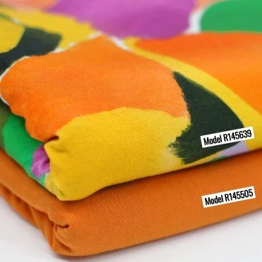 Dzianina Bambusowy Jersey Druk Cyfrowy - Falisty Marmur Pomarańczowo Dzianina Bambusowy Jersey Druk Cyfrowy - Falisty Marmur Pomarańczowo Tkaniny Dzianiny Wzorzyste