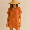 Fine Linen Fabric (Stone Washed) Dusty Orange - (Deco Fabrics)