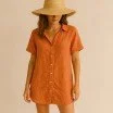 Feiner Leinenstoff (Stone Washed) Dusty Orange - (Dekostoffe)