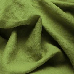 Tessuto Di Lino Fine (Stone Washed) Verde Muschio Tessuto Di Lino Fine (Stone Washed) Verde Muschio