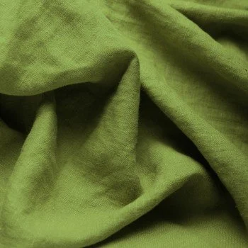 Fine Linen Fabric (Stone Washed) Moss Green