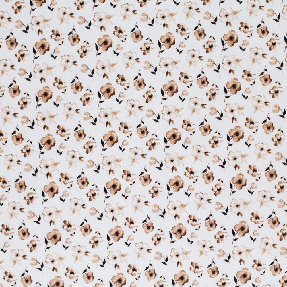 Cotton Poplin Digital Print - Brown Flower Cotton Poplin Digital Print - Brown Flower - (Cotton Poplin Printed)