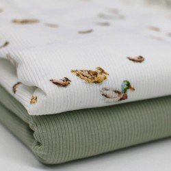 Rib Knit Jersey Fabric - Ducks