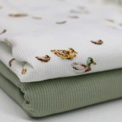 Tessuto Jersey Di Cotone Costine - Anatre Tessuto Jersey Di Cotone Costine - Anatre