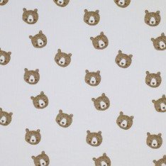 Rib Knit Jersey Fabric - Sketch Bears Ecru
