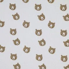 Rib Jersey Stof - Schets Beren Ecru