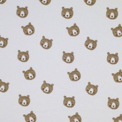 Rib Knit Jersey Fabric - Sketch Bears Ecru