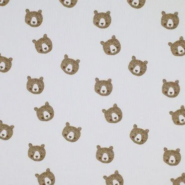 Rib Knit Jersey Fabric - Sketch Bears Ecru - (Jersey Fabrics)