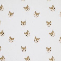 Rib Knit Jersey Fabric - Sketch Foxes Ecru