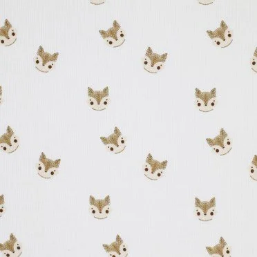 Rib Knit Jersey Fabric - Sketch Foxes Ecru - (Jersey Fabrics)