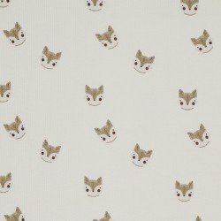 Rib Knit Jersey Fabric - Sketch Foxes Beige