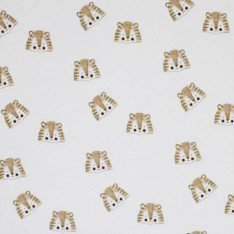 Rib Knit Jersey Fabric - Sketch Lions Ecru
