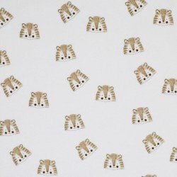 Rib Knit Jersey Fabric - Sketch Lions Ecru
