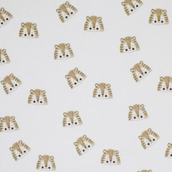 Tissu Maille Tricot Côtelé - Croquis Lions Écru Tissu Maille Tricot Côtelé - Croquis Lions Écru - (Tissus Jersey)