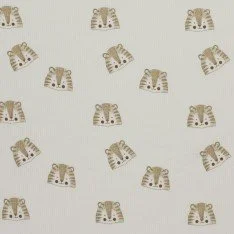 Rib Knit Jersey Fabric - Sketch Lions Beige