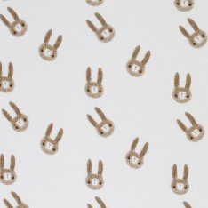 Rib Knit Jersey Fabric - Sketch Rabbits Ecru