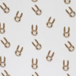 Rippstrick Jersey Stoff - Skizze Kaninchen Ecru Rippstrick Jersey Stoff - Skizze Kaninchen Ecru
