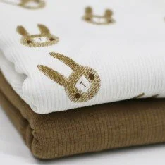 Rippstrick Jersey Stoff - Skizze Kaninchen Ecru