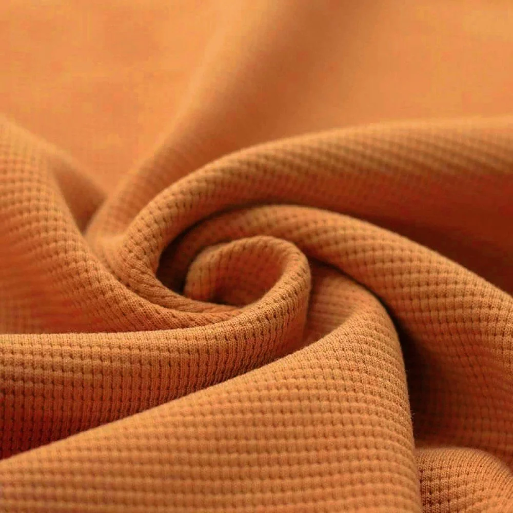 Waffle Knit Jersey Fabric Dusty Orange